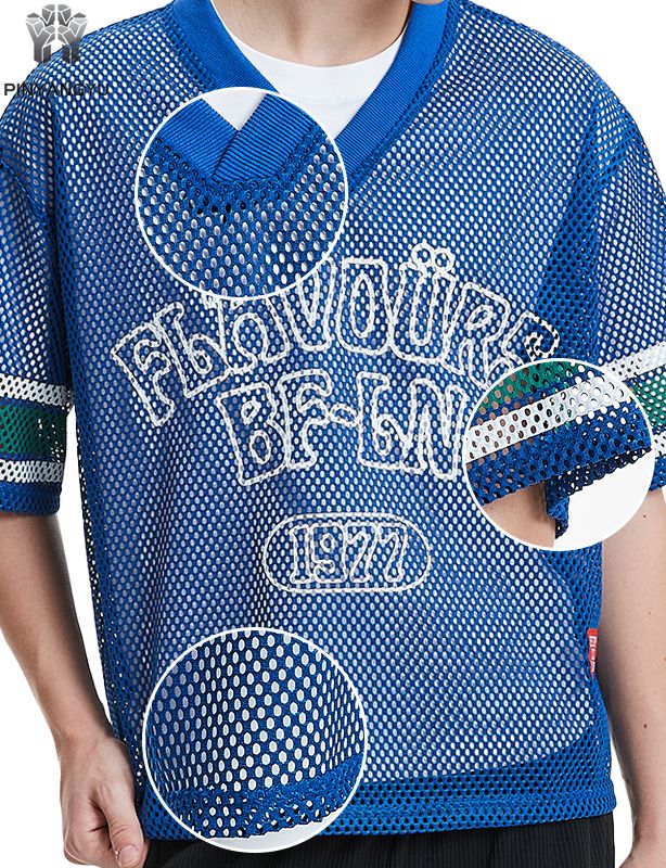 Футболка с крупными дырками, изготовленная на заказ, из дышащей сетки для спорта и лета