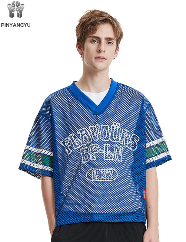 Футболка с крупными дырками, изготовленная на заказ, из дышащей сетки для спорта и лета