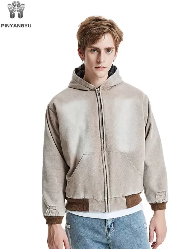 Толстовка с капюшоном из рваного льна Толстовка с капюшоном из рваного льна